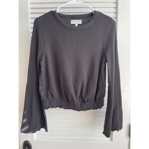 Madewell texture & thread smocked bell sleeve black long sleeve top small